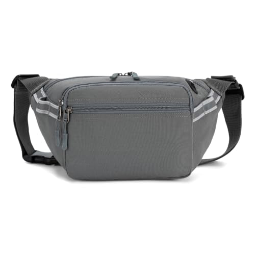 RFID Blocking Fanny Pack for Men Women, 5-Pocket Crossbody Hip Waist Bag - color: Grey