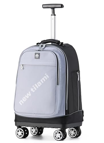 NEW TILAMI 19 Inch Rolling Backpack 4 Spinner Wheels for School Travel Grey - color: Soft Grey