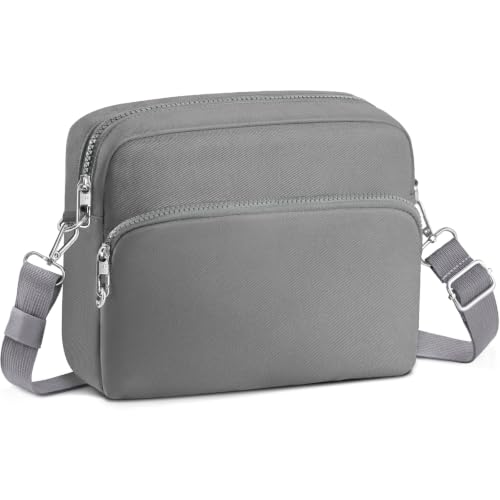 TOPEAST Anti-Theft Crossbody Travel Bag for Women Men, Lightweight Shoulder Bag Classic Design for Trip, Daily Use, Sport - color: Heather Gray
