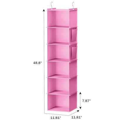 YOUDENOVA Hanging Closet Organizer and Storage, 6-Shelf, Light Pink - color: Light Pink