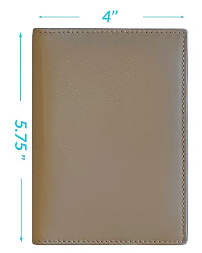 Personalized Monogrammed Taupe Leather RFID Passport Wallet - color: Taupe, style: Minimalist