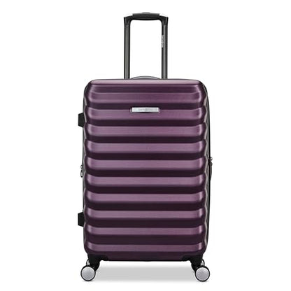 Samsonite Hard-Sided 24-Inch Lightweight Checked Medium Expandable Element Suitcase: Durable, 360° Spinner Wheels, Adjustable Telescopic Handle, TSA-Approved Lock - Dusk Purple - color: Dusk Purple, size: 24-Inch Checked-Medium