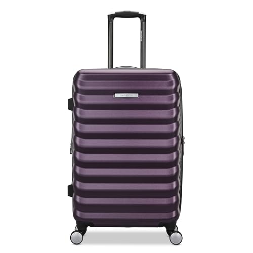 Samsonite Hard-Sided 24-Inch Lightweight Checked Medium Expandable Element Suitcase: Durable, 360° Spinner Wheels, Adjustable Telescopic Handle, TSA-Approved Lock - Dusk Purple - color: Dusk Purple, size: 24-Inch Checked-Medium