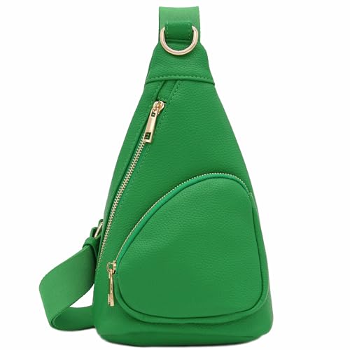 FashionPuzzle Compact Triangle Sling Bag - color: Kelly Green