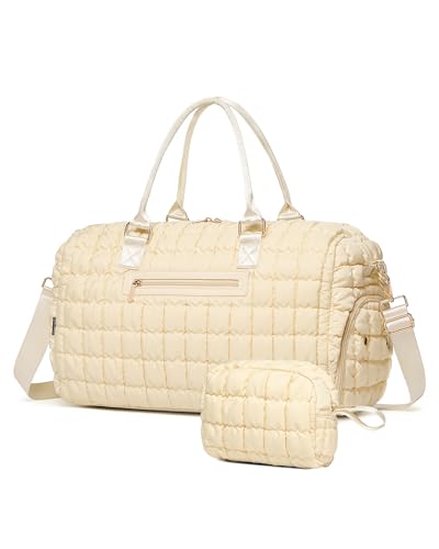 Duffle Bag for Travel, Weekender Bag with Shoe Compartment, Carry On Overnight Bag for Women with Toiletry Bag, Gym Bag with Wet Pocket, Hospital Bags for Labor and Delivery Beige - color: Beige, style: Style-4