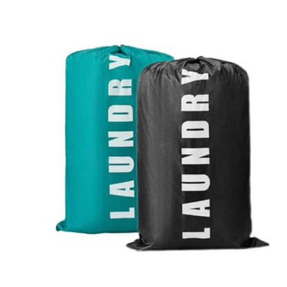 2 Pack Heavy Duty Travel Laundry Bags-Waterproof Drawstring Dirty Clothes Organizer for Camping,Gym&Hotels,Fits Laundry Baskets,Reusable Washable Storage Bags,Black+Blue. - color: Black+Blue