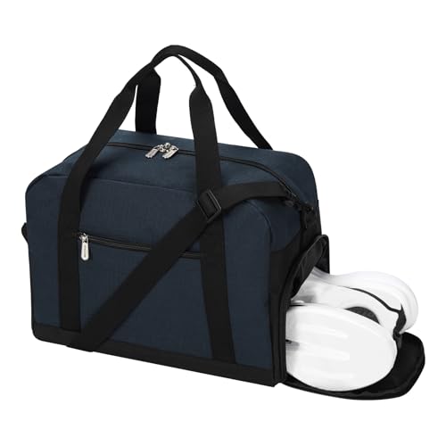 Apenze Small Gym Bag with Shoe Compartment,14 inch Duffel Bag - color: Navy Blue