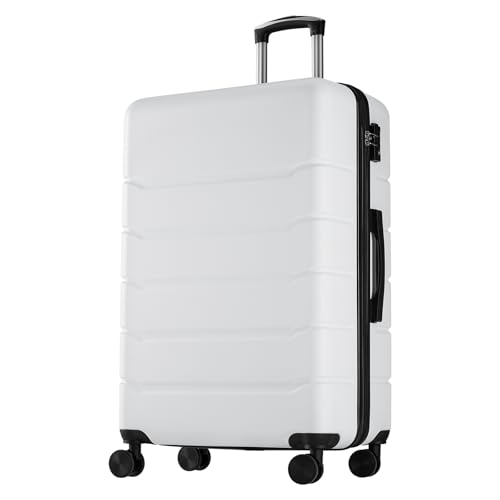 Sweetcrispy 28 Inch Checked Luggage, Suitcase with Spinner Wheels | Expandable, ABS Hard Shell, Lightweight, Rolling, Smooth, TSA Lock, Business Trips and Daily Vacations, White - color: White, size: 28 Inch