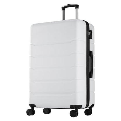 Sweetcrispy 28 Inch Checked Luggage, Suitcase with Spinner Wheels | Expandable, ABS Hard Shell, Lightweight, Rolling, Smooth, TSA Lock, Business Trips and Daily Vacations, White - color: White, size: 28 Inch