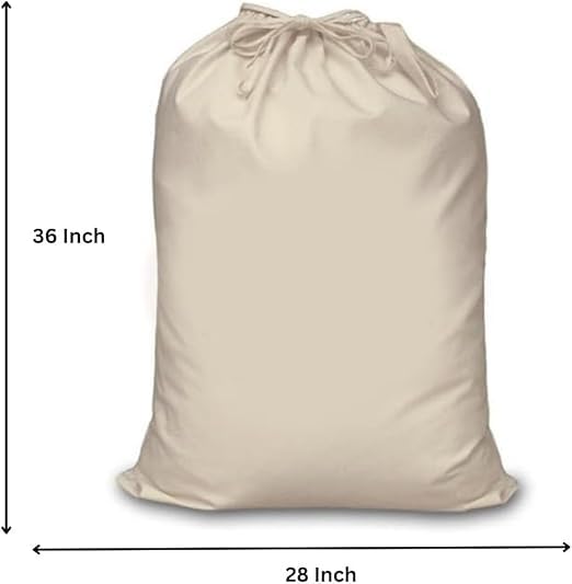 Mayatra's Organic Cotton Laundry Bag Set - Eco-Friendly, 100% Pure Cotton Drawstring Travel Organizer - Large, Foldable & Washable (Pack of 2)