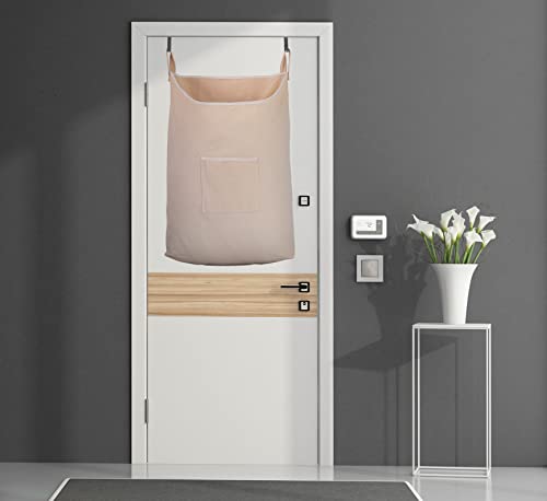 Hanging Laundry Hamper with Front Pocket, Beige, 65 Liters - color: Beige, size: 65 Liters