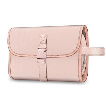 FINTIE Portable Toiletry Cosmetic Travel Bag Hanging Makeup Organizer - color: Pink