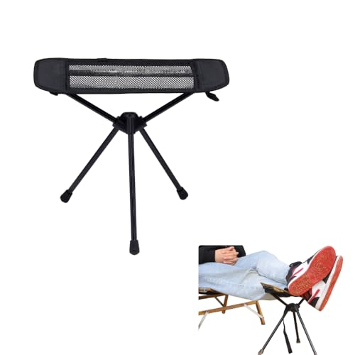 Universal Camping Chair Foot Rest - Folding Leg Rest for Outdoor, Foot Rest Under Desk at Home/Office & Foot Rest for Air Travel, Adjustable Height Sturdy Camp Footstool for Beach, Picnic, Hammock