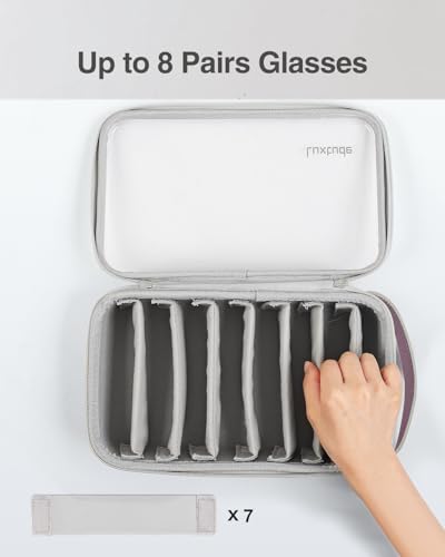 Luxtude Travel Sunglasses Organizer Case, Clear Sunglasses Travel Case - color: Pink-8 Pairs