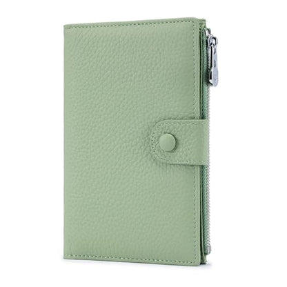 Genuine Leather RFID Blocking Passport Holder Wallet, Multi-Functional Travel Document Organizer with Zipper Pocket, Includes SIM Card Ejector Pin (Green) - color: Green