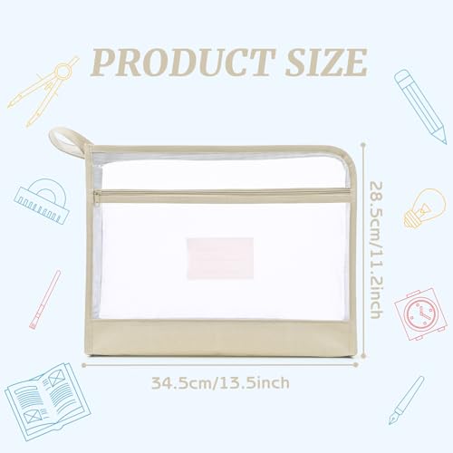 Mesh Zipper Pouch with Handle, A4 Needlepoint Project Bags (Beige) - color: Beige