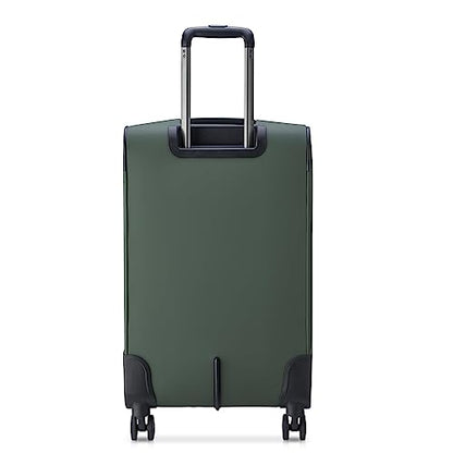 DELSEY PARIS Sky Lite 24-Inch Medium Lightweight Check-In Luggage - Water-Resistant Polyester, Dual Spinner Wheels, Multiple Exterior Pockets, Green - Softside Bag for Easy Travel - size: Checked-Medium 24 Inch