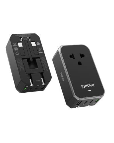 EPICKA Air 65W Universal Travel Adapter PD&QC with 1AC/3USB-C/1USB-A - style: 65W-Black