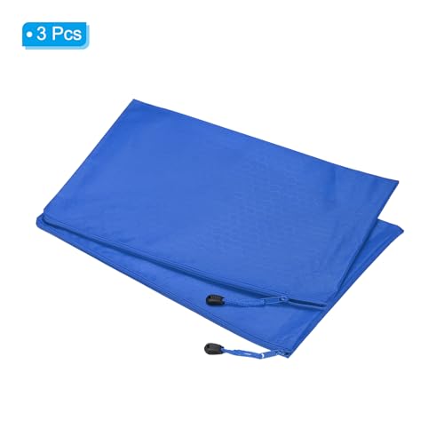 PATIKIL Waterproof Zipper File Bags, 3 Pack A4 Document Holders Pencil Pouch for Office, Blue - color: Blue, size: A4