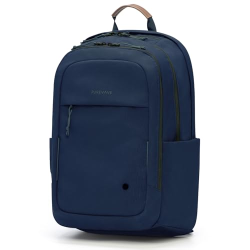 PUREVAVE Laptop Backpack Water Resistant YKK Zippers Travel Study - color: Navy Blue