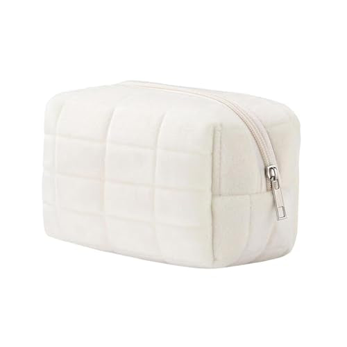 Makeup Cosmetic Bag Small Checkered Pouch Make Up Purse Bag Y2k Accessories - color: White