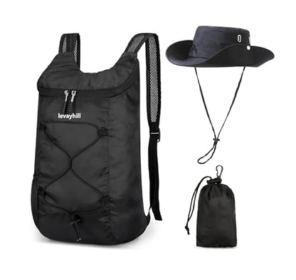 levayhill 16L Small Lightweight Foldable Backpack Sun Hats Travel, Black - color: Black