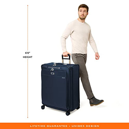 Briggs & Riley Baseline Extra Large Expandable Softside Spinner, Navy - color: Navy, size: 31" Checked