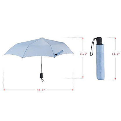 Lewis N. Clark Travel Umbrella: Windproof & Water Repellent Fabric Automatic Open Close - color: Blue