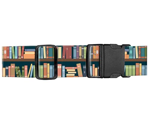 Luggage Straps for Suitcases, Adjustable Travel Belt, Durable Wide Luggage Strap, Cute Suitcase Strap Identifiers with Buckle, Bag Straps for Luggage, Cute Book Pattern - color: Cute Book Pattern