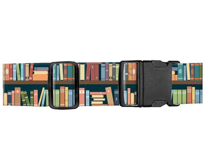 Luggage Straps for Suitcases, Adjustable Travel Belt, Durable Wide Luggage Strap, Cute Suitcase Strap Identifiers with Buckle, Bag Straps for Luggage, Cute Book Pattern - color: Cute Book Pattern