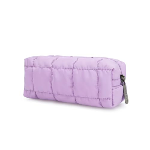 E-Tree Quilted Pencil Case,Makeup Brush Bag,Toiletry Pouch Organizer,Purple - color: Purple