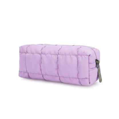 E-Tree Quilted Pencil Case,Makeup Brush Bag,Toiletry Pouch Organizer,Purple - color: Purple