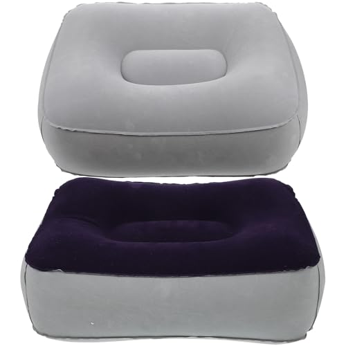 SEWACC 2pcs Inflatable Foot Rest Pillow Travel Footrests Cushion Adjustable Stool for Plane Car Office Outdoor - color: Multi