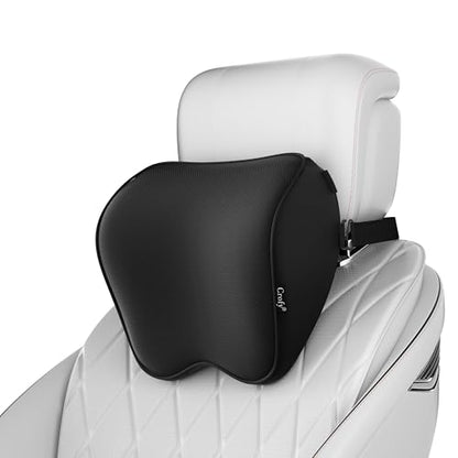 Crofy 2-Pack Car Neck Pillow, Headrest Pillow with Adjustable Strap, Black - color: Black
