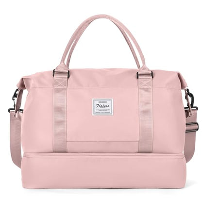 Travel Duffel Bag with Shoes Compartment, Weekender Bags for Women - color: A-Pink, size: Extra Large