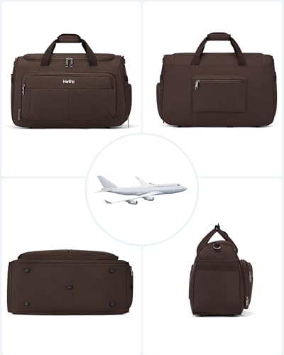 HanTrip 21 Inch Carry On Duffel Bag Foldable Overnight Tote Bags, Coffee - color: Coffee, size: Carry-on 21.5-Inch