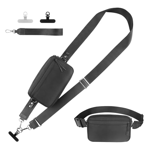 YFWE Phone Strap Crossbody, Clip and Go Strap for Phone with Wallet Crossbody, Adjustable Phone Lanyard Belt Strap with Detachable RFID Wristlet Wallet (XL) - color: Black, size: X-Large
