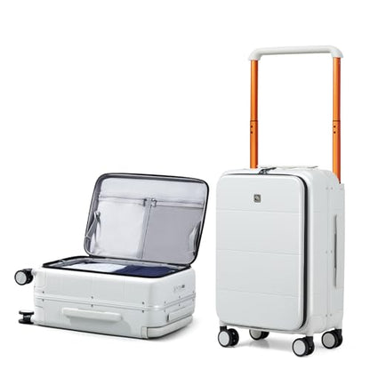 Hanke Top Opening Carry On Luggage 20 Inch Aluminum Frame Hardside Suitcase - color: Smoke White, size: 20 Inch