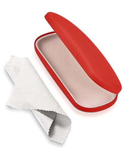 RayLove Unisex Hard Shell Eyeglasses Cases, Protective Case For Glasses - color: Red