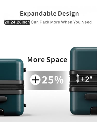 3 Piece Expandable Luggage Set with Spinner Wheels Hardshell Suitcase Set - color: Cyan