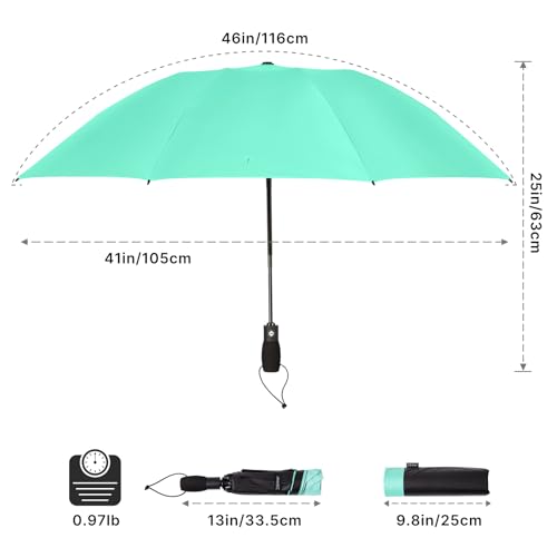 G4Free 46 Inch Inverted Umbrella Windproof Travel Umbrella for Rain & Sun | Black Coating UV Protection, Strong 8 Ribs, Auto Open/Close, Reverse Folding Umbrella with Non-Slip Grip, Fits Car & Backpack - color: Lake Blue