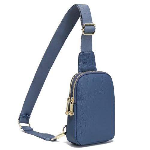 INICAT Genuine Leather Small Sling Bag Anti Theft Crossbody Bags Travel Purses for Woman - color: Blue Navy