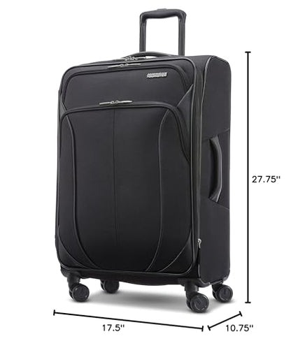 American Tourister 4 KIX 2.0 Expandable Softside Luggage with Spinner Wheels, 24 SPINNER, BLACK - color: Black, size: 24 SPINNER