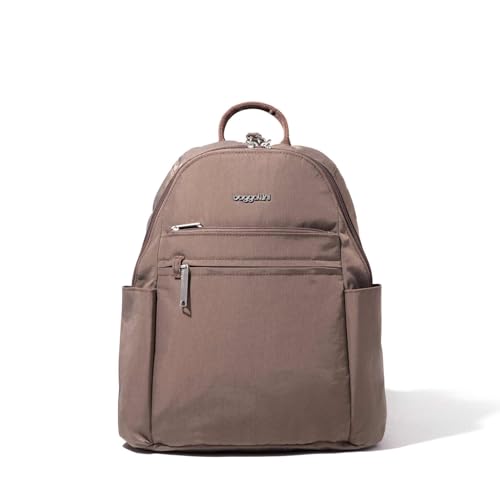 Baggallini Securtex® Anti-theft Vacation Travel Backpack 10x13 Slash-Resistant Nylon Daypack w/RFID, Portobello - color: Portobello