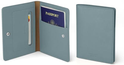 carrotez Premium RFID Blocking Leather Passport Cover – Fog Blue - color: Fog Blue