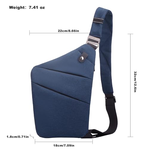 Anti Theft Travel Bag Sling Cross-body Bag Large Capacity - color: Blue, style: Right Shoulder