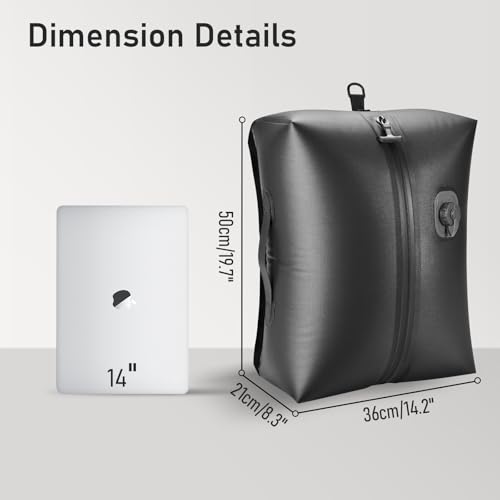 VJI 18L Vacuum Bag for Travel with Built-in Pump, IPX8 Waterproof, Black - color: Black