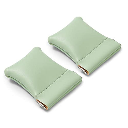 2 Pack Green PU Leather Slim Ring Pouches Jewelry Bags for Travel - color: Green, size: 2.99" x 2.56"