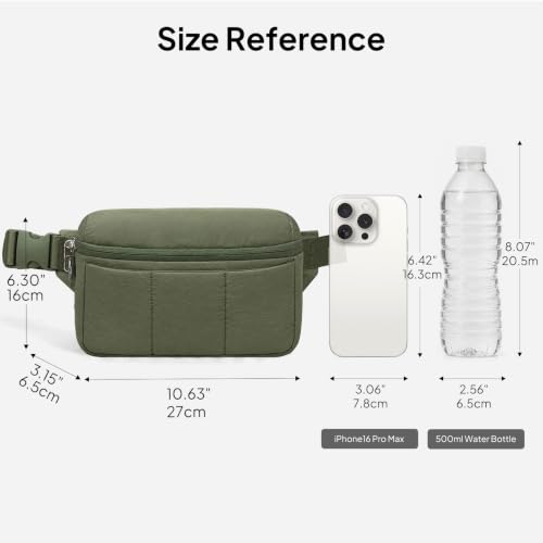 TOPEAST Waist Pack 3.5L Fanny Packs with Water Bottle Holder - color: Dark Green