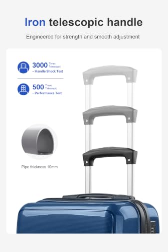 5-Piece PP Hardside Luggage Set for Family Travel, 20/24/28 Inch Spinner Wheels, Blue - color: M - Blue